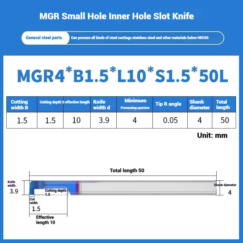 1134-MGR small bore groove cutter wear-resistant micro groove hook cutter CNC tungsten steel alloy small bore cutting groove turning tool Shandong Denso Pricision Tools Co.,Ltd.